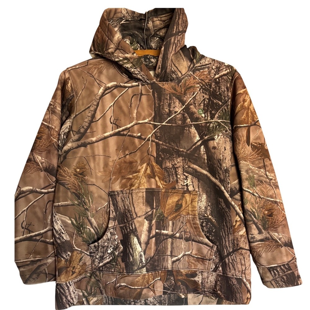 Realtree AP Camo Hoodie Kids Large Forest Hunting‎ Fleece Pullover Sweatshirt